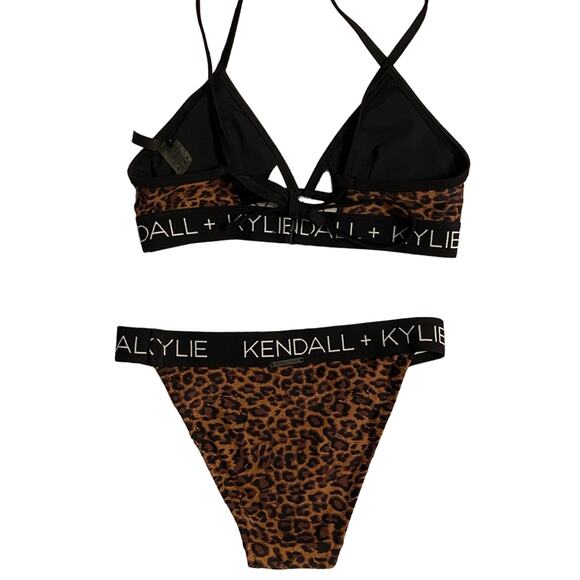 Women’s sexy leopard cheetah animal print triangle bikini. Kendall & Kylie 2pc. - Picture 6 of 11